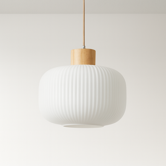 Luminária Pendente Moderno Minimalista Madeira Vidro Japonês Kittan