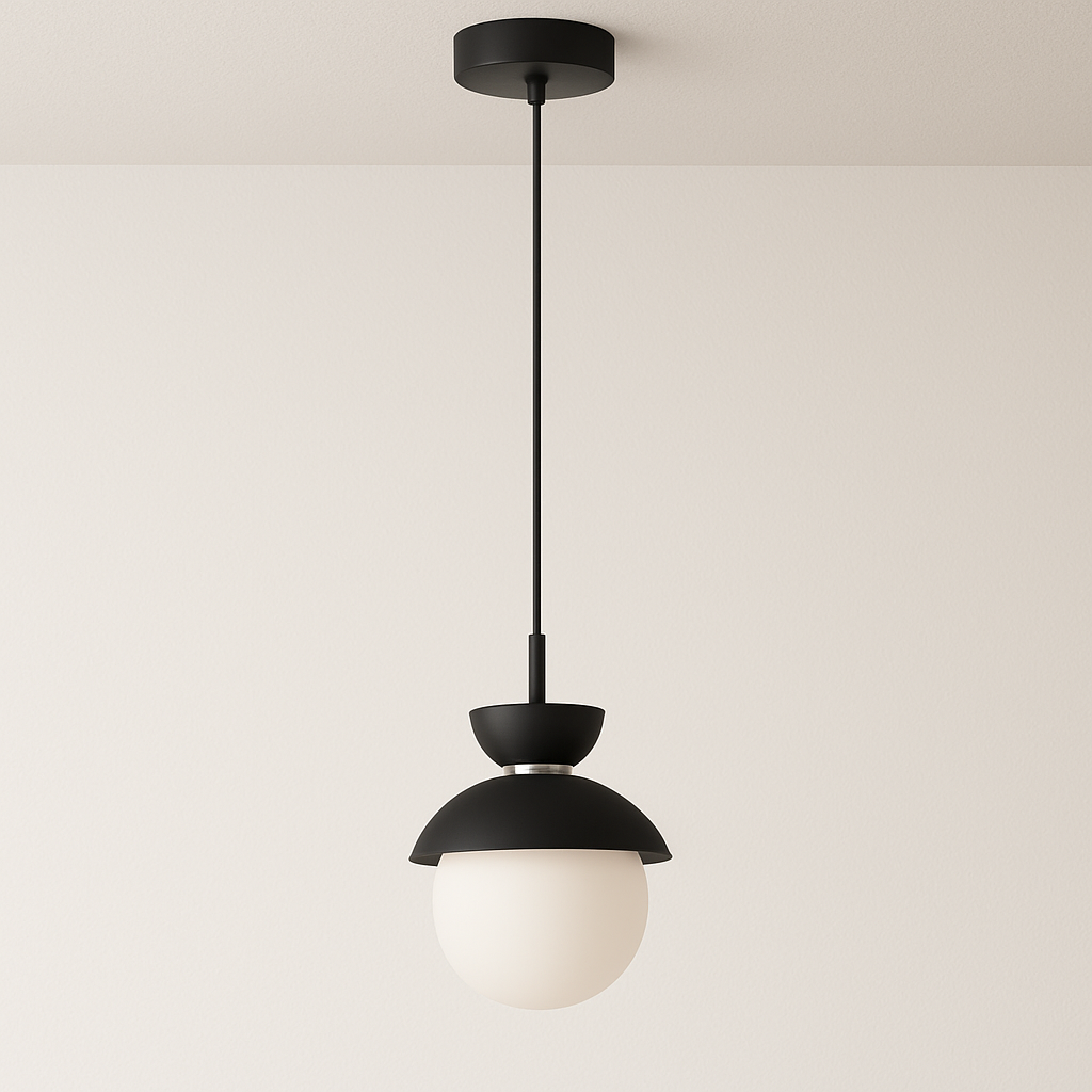 Luminária Pendente Moderna Minimalista Metal Vidro Goele Van