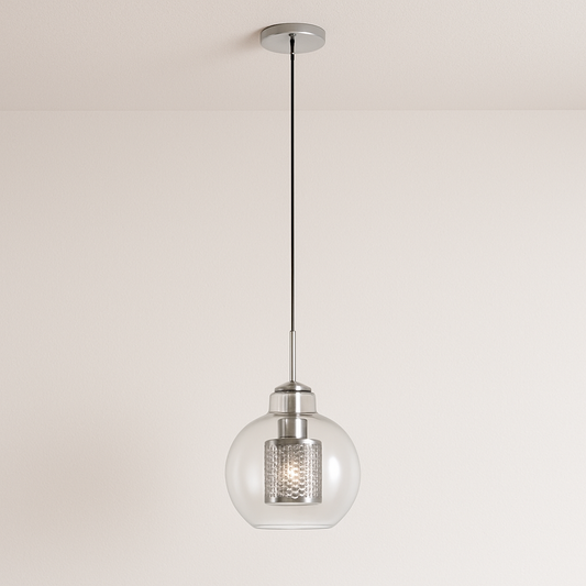Luminária Pendente Moderna Minimalista Metal Globo Vidro Glint