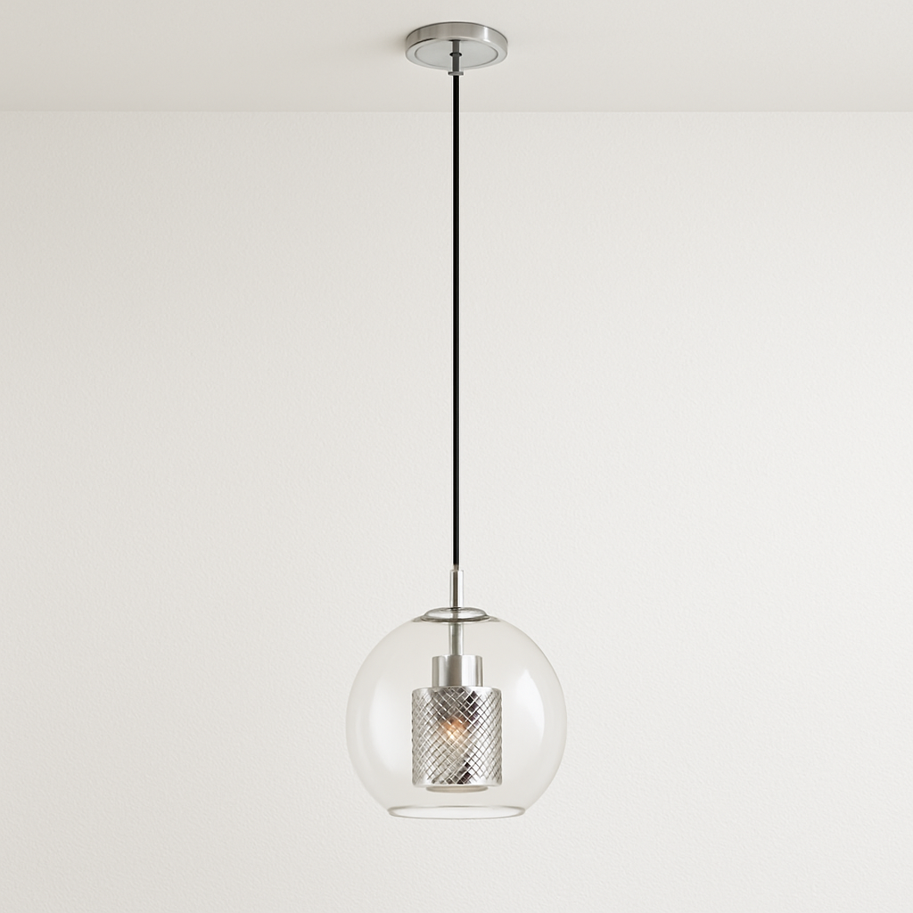 Luminária Pendente Moderna Minimalista Metal Globo Vidro Glint