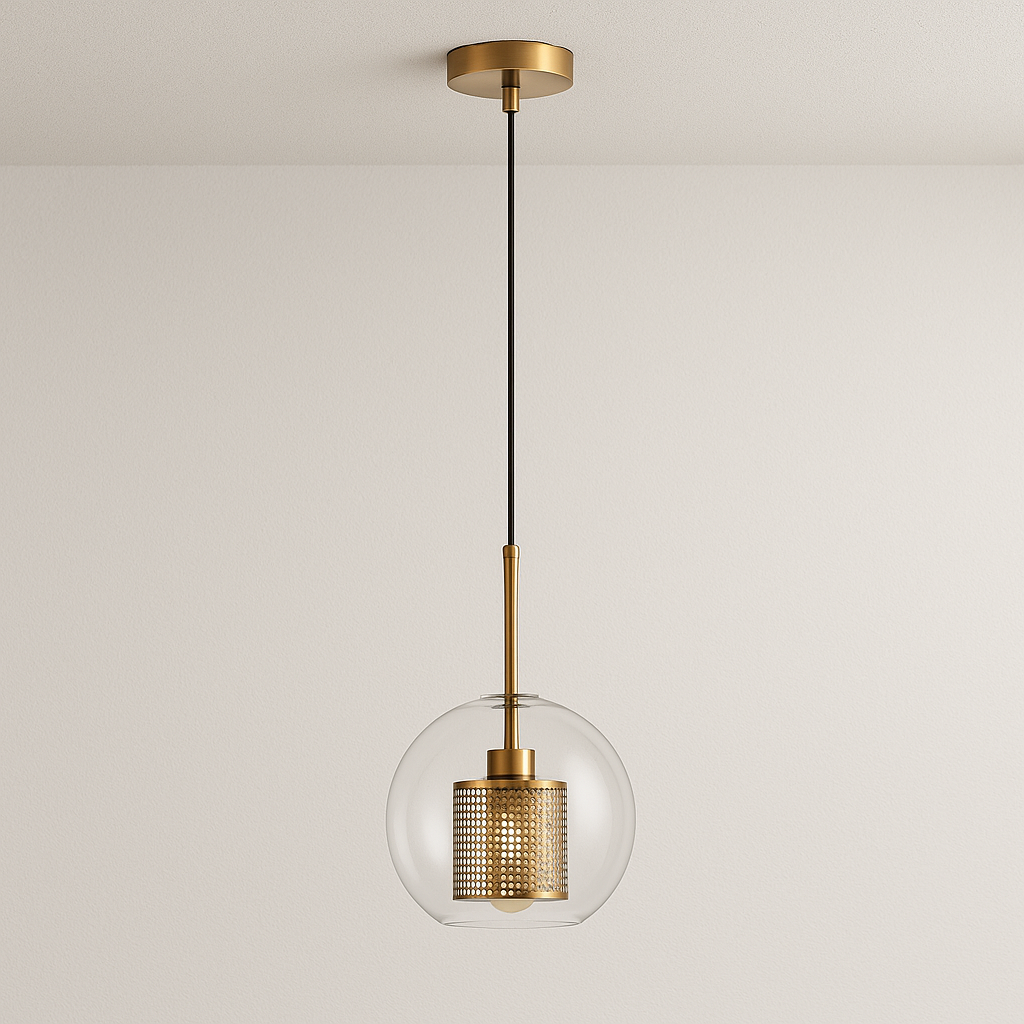 Luminária Pendente Moderna Minimalista Metal Globo Vidro Glint