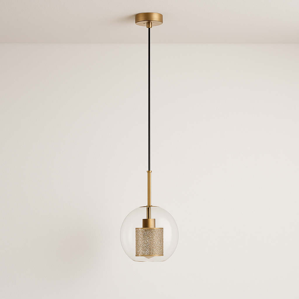 Luminária Pendente Moderna Minimalista Metal Globo Vidro Glint