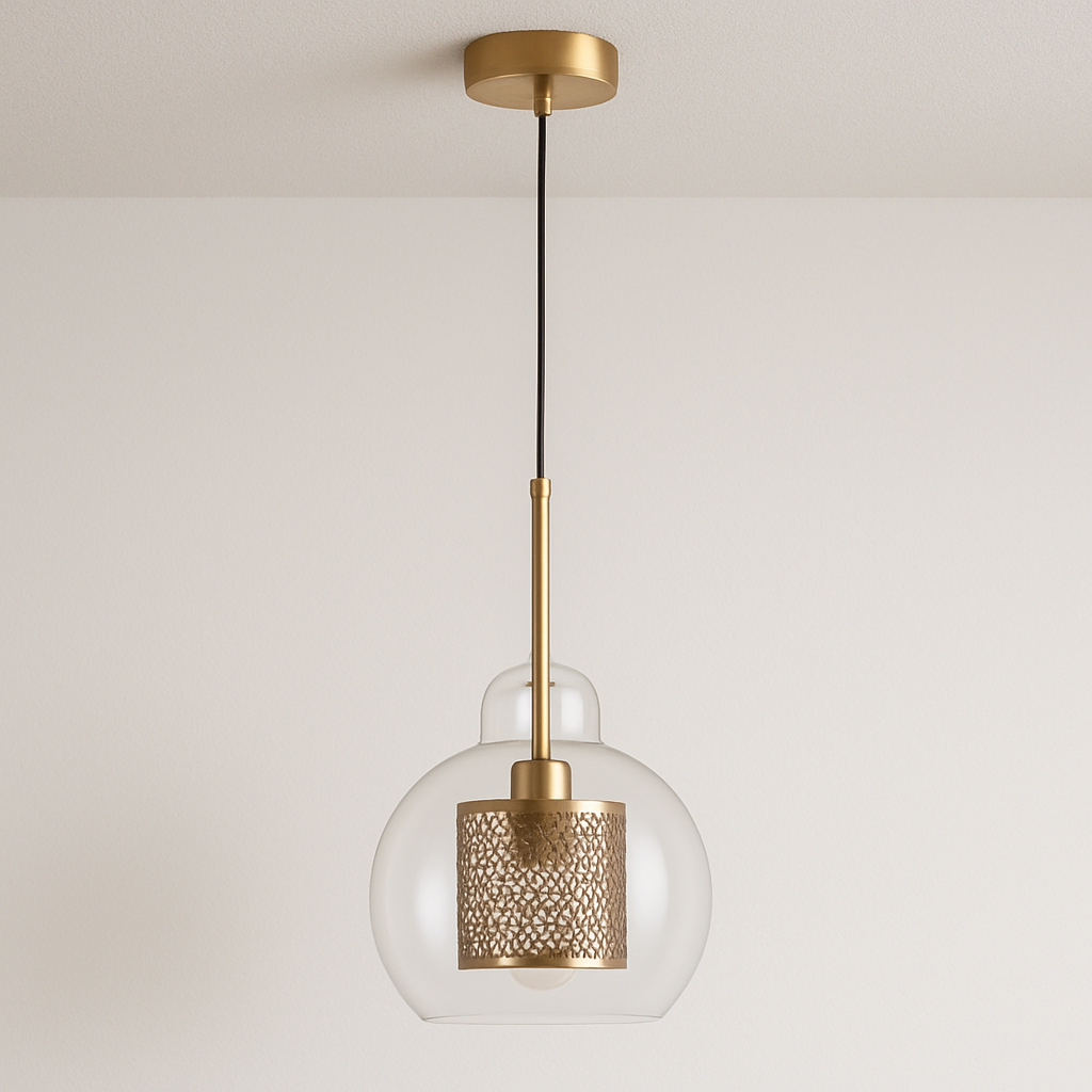 Luminária Pendente Moderna Minimalista Metal Globo Vidro Glint