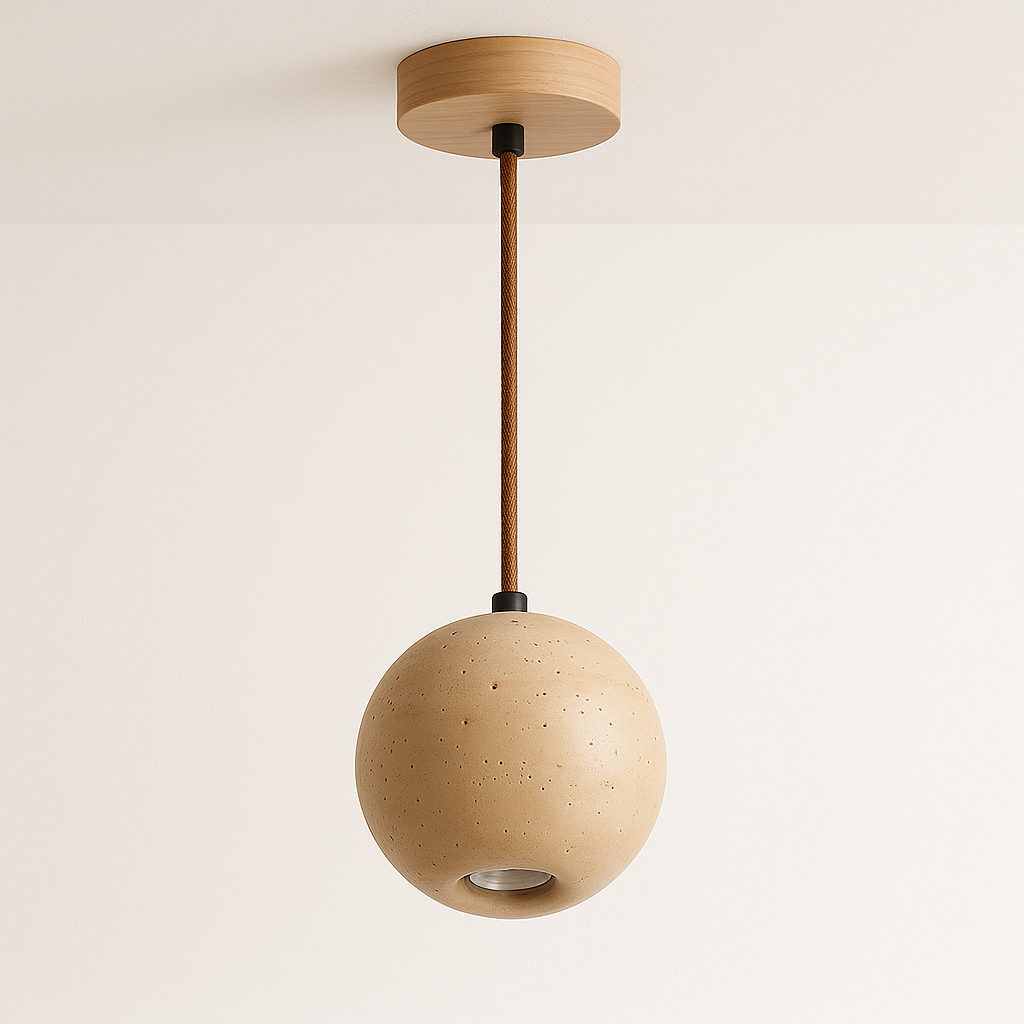 Luminária Pendente Moderna Minimalista Mármore Travertino Kaya