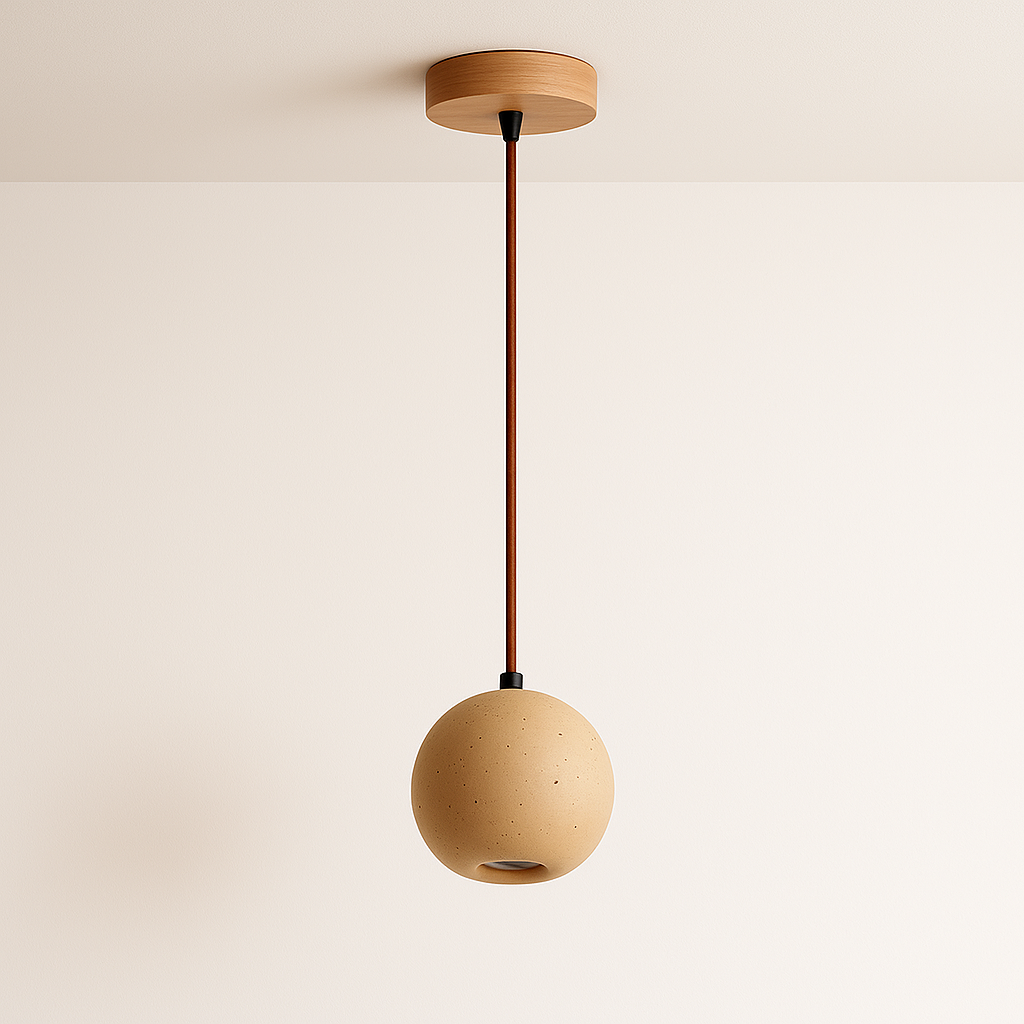 Luminária Pendente Moderna Minimalista Mármore Travertino Kaya