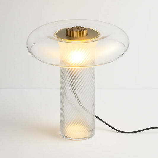 Luminária de Mesa Abajur Moderna Minimalista Vidro Metal Dourado Clear