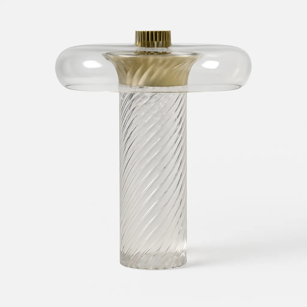 Luminária de Mesa Abajur Moderna Minimalista Vidro Metal Dourado Clear