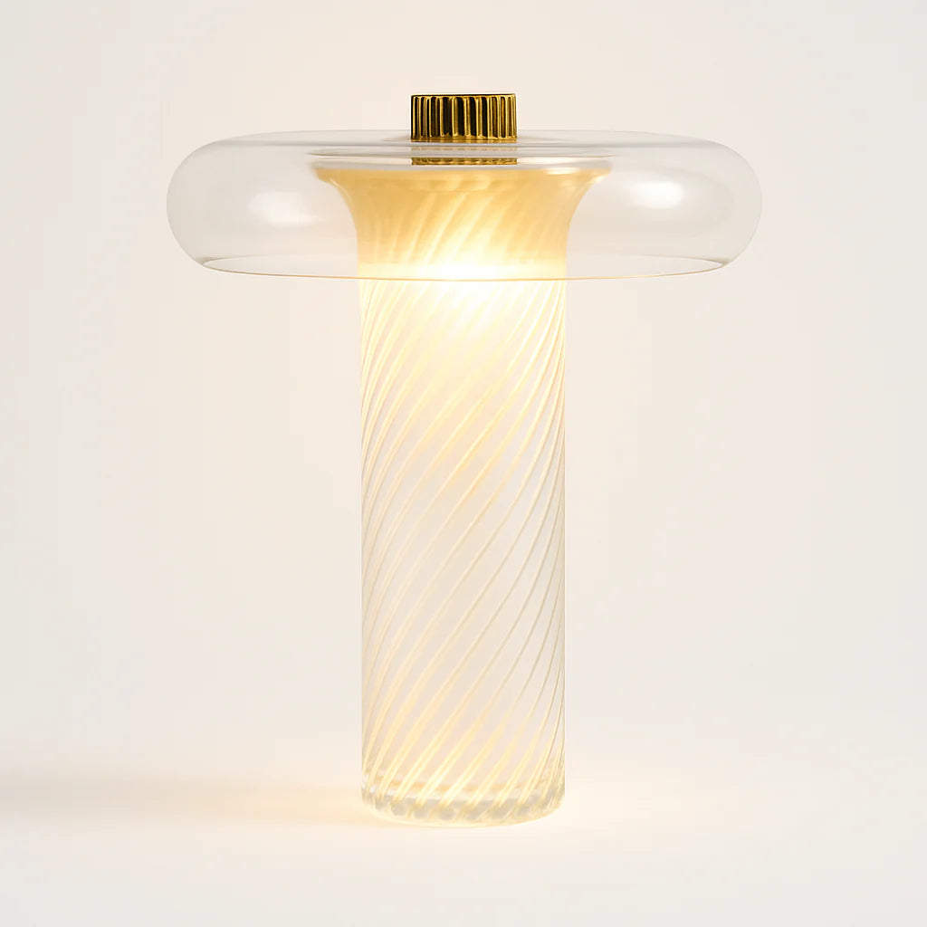 Luminária de Mesa Abajur Moderna Minimalista Vidro Metal Dourado Clear