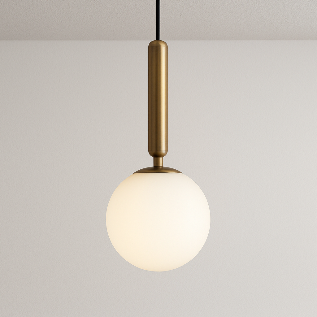 Luminária Pendente Moderno Minimalista Metal Bola Globo Vidro Aytone