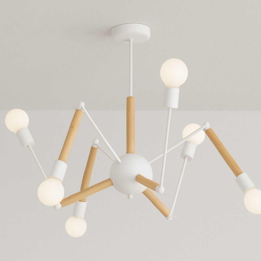 Luminária Plafon Moderno Minimalista Madeira Articulada Queer