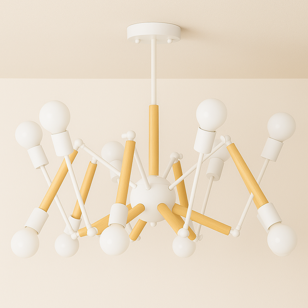 Luminária Plafon Moderno Minimalista Madeira Articulada Queer