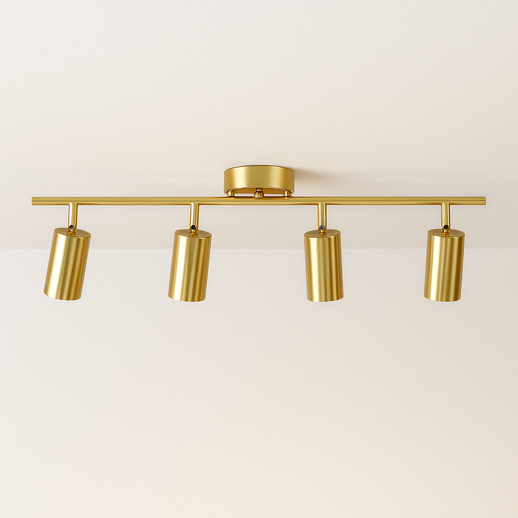 Luminária Plafon Spots Direcionáveis Dourado Metal MR16 GU10 Pline