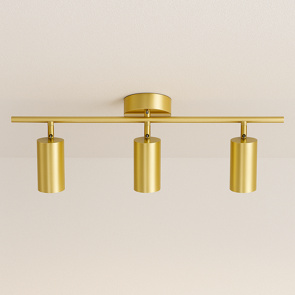 Luminária Plafon Spots Direcionáveis Dourado Metal MR16 GU10 Pline