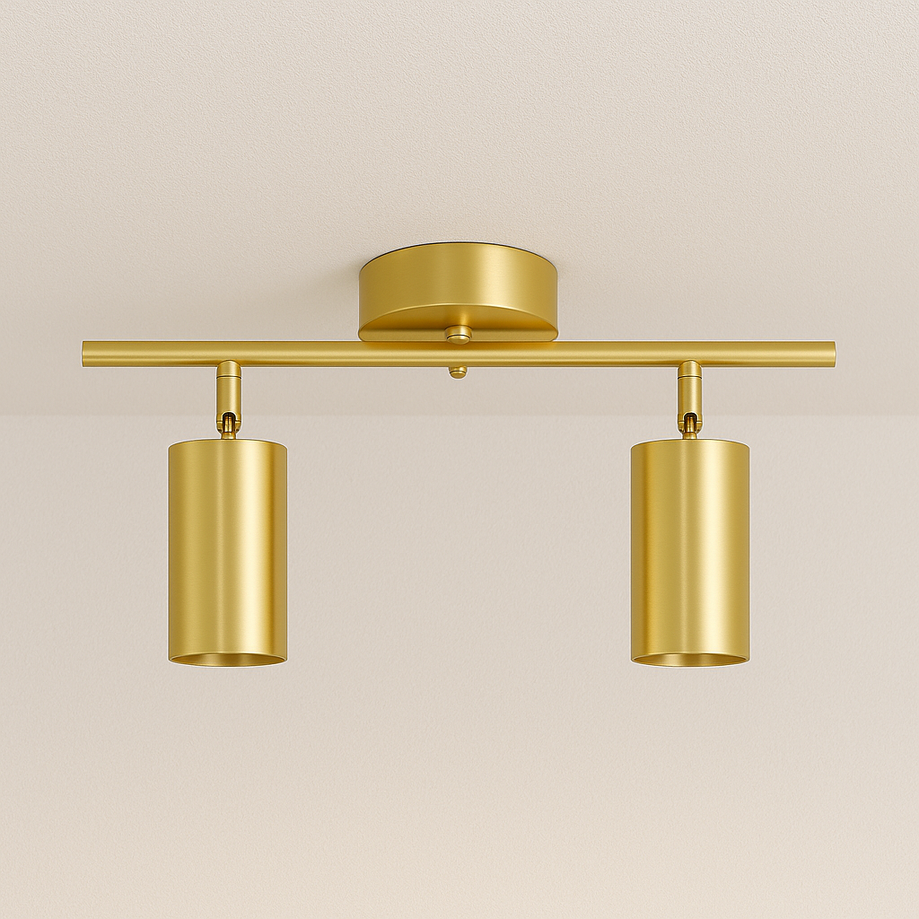 Luminária Plafon Spots Direcionáveis Dourado Metal MR16 GU10 Pline