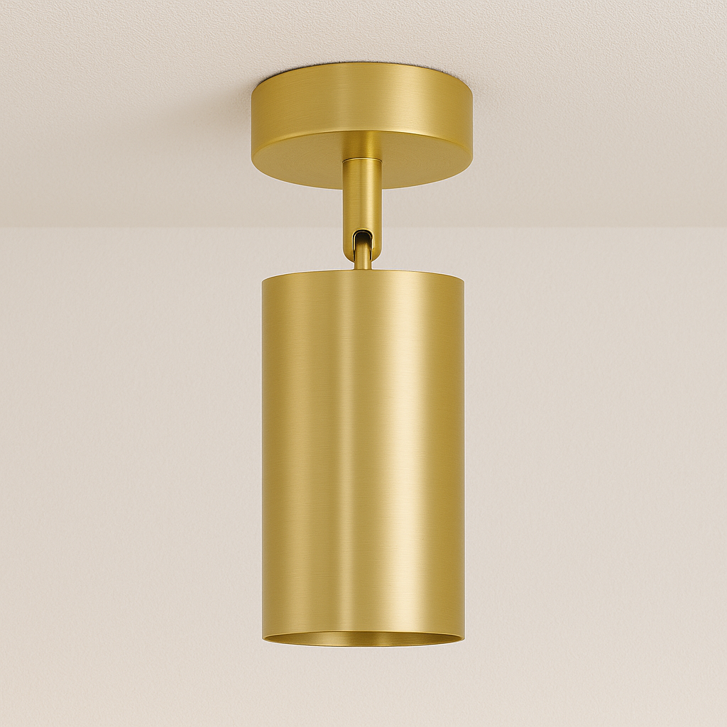 Luminária Plafon Spots Direcionáveis Dourado Metal MR16 GU10 Pline