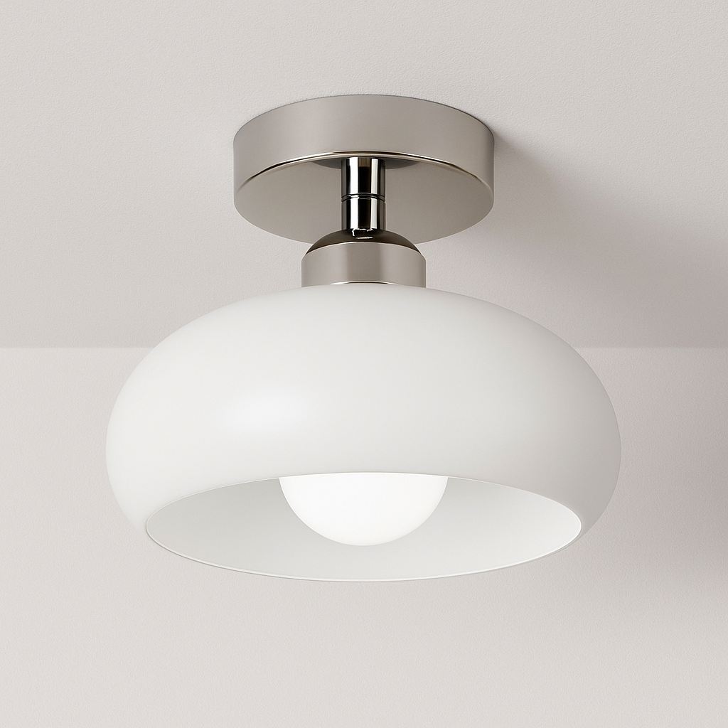 Luminária Plafon Moderna Minimalista Metal Vidro Cream