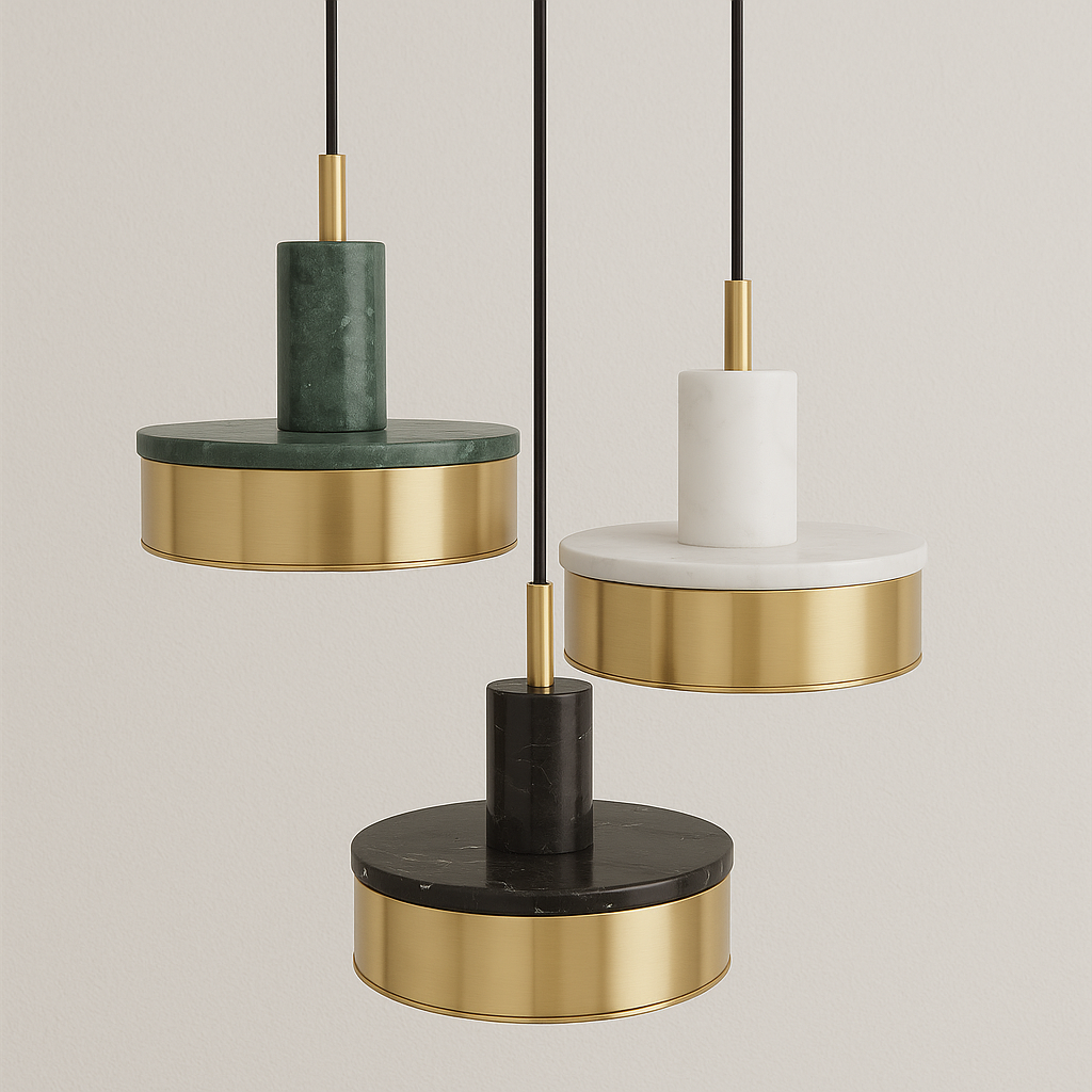 Luminária Pendente Moderna Minimalista Metal Mármore Rayo