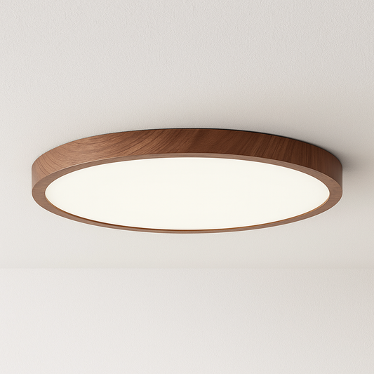 Luminária Plafon Moderna Minimalista LED Madeira Gongy