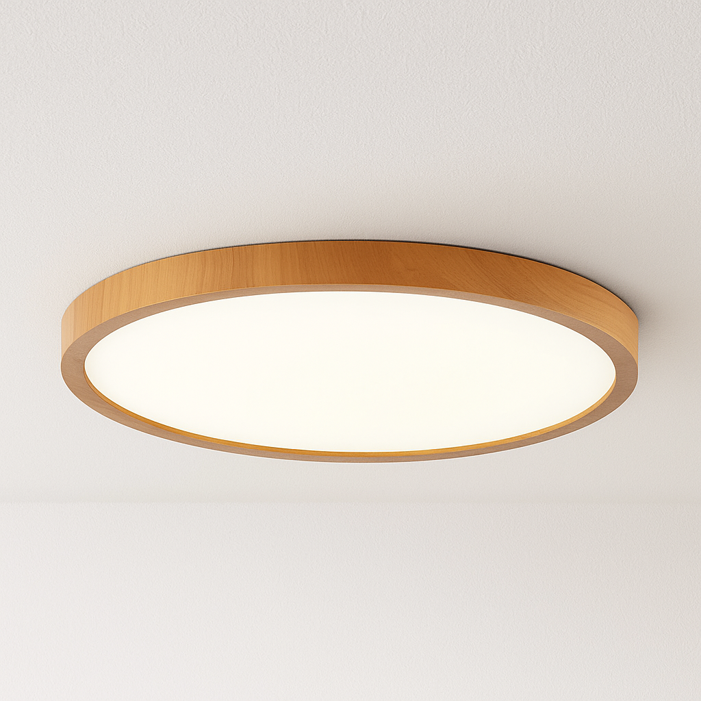 Luminária Plafon Moderna Minimalista LED Madeira Gongy