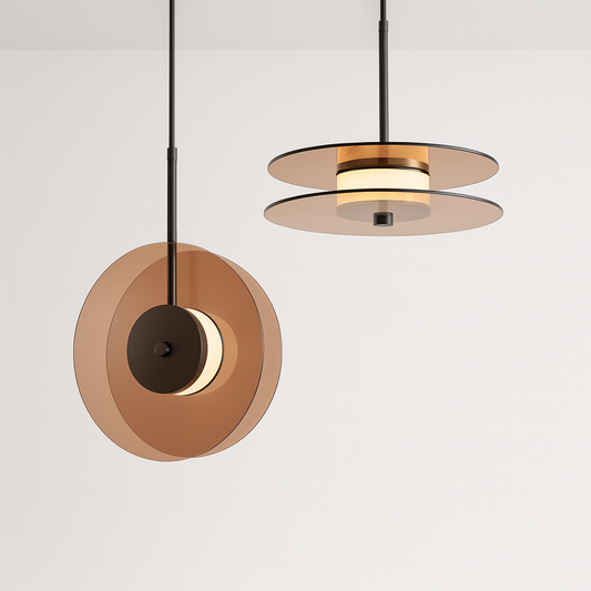 Luminária Pendente Moderno Minimalista Vidro Âmbar Juno
