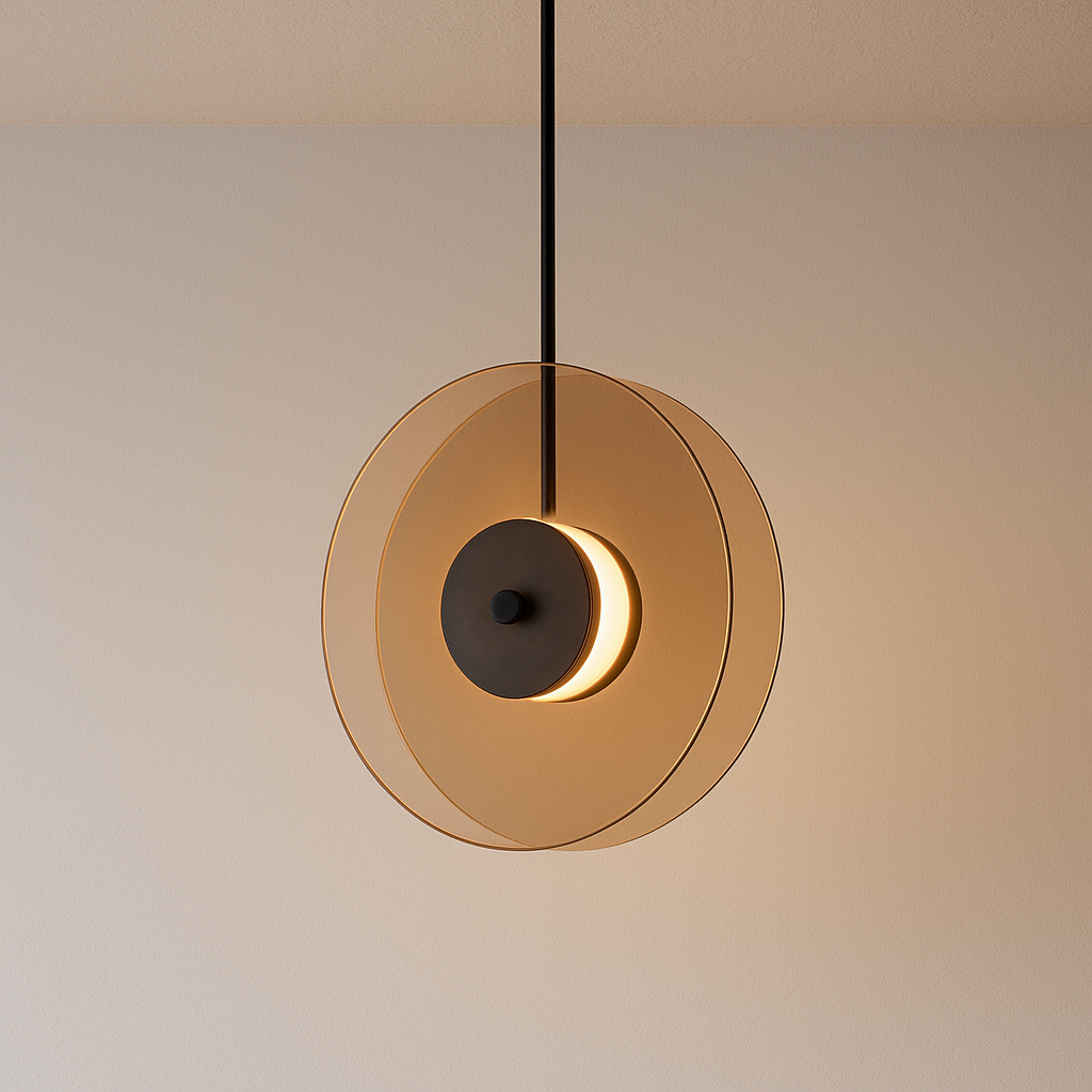 Luminária Pendente Moderno Minimalista Vidro Âmbar Juno