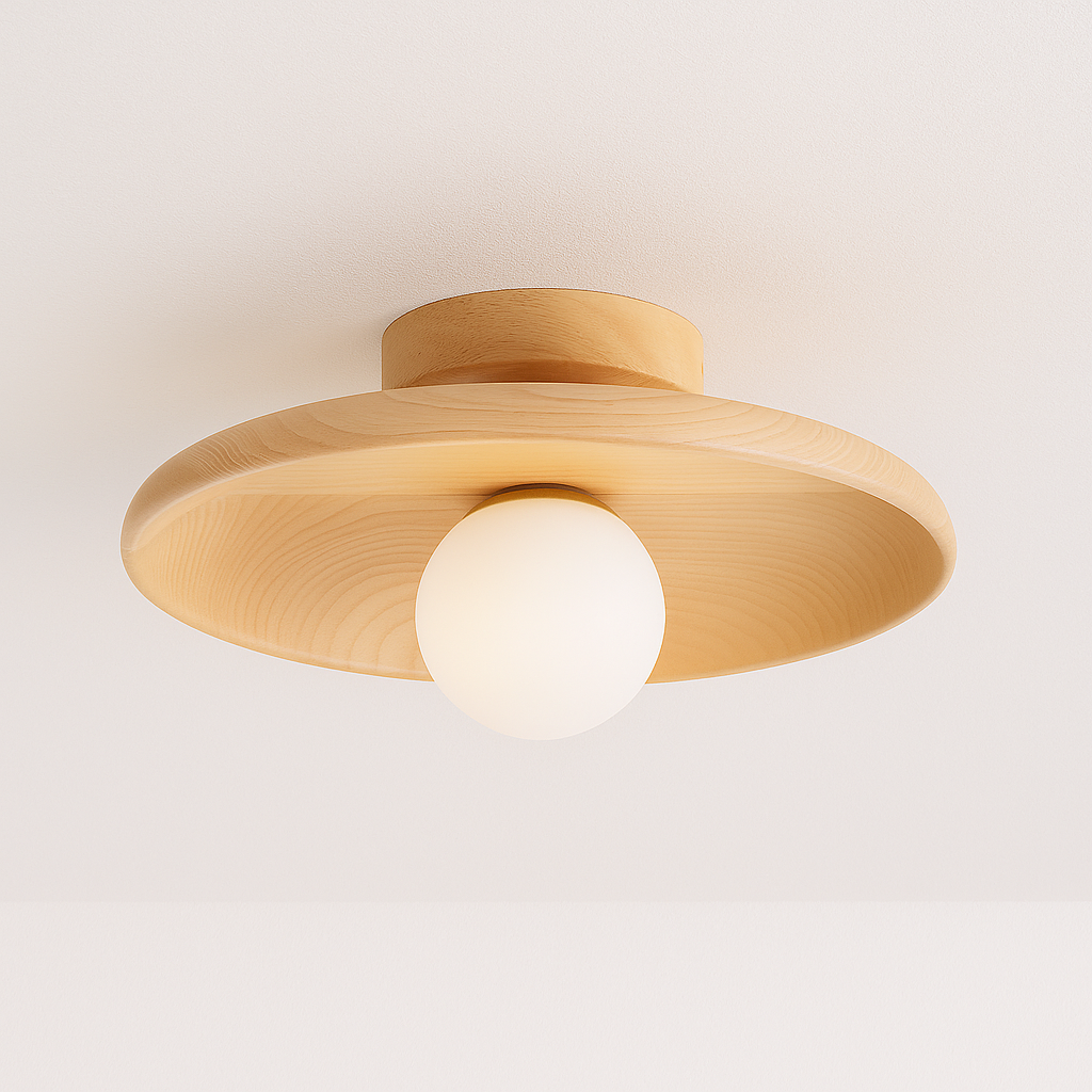 Luminária Plafon Moderna Minimalista Madeira Beam