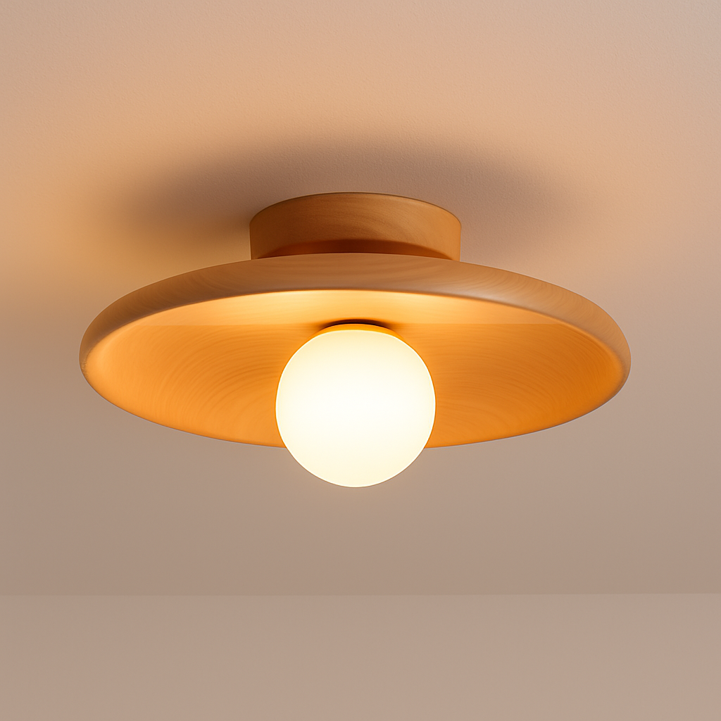 Luminária Plafon Moderna Minimalista Madeira Beam