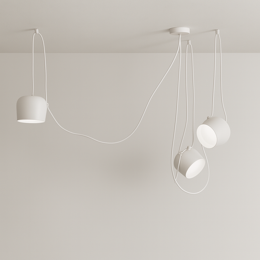 Luminária Pendente Moderna Minimalista Fantasy 3 Cúpulas Branco Ø24cm