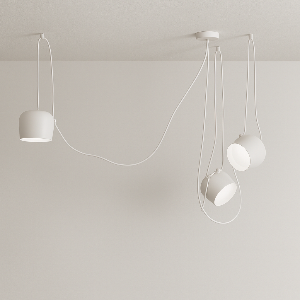 Luminária Pendente Moderna Minimalista Fantasy 3 Cúpulas Branco Ø24cm