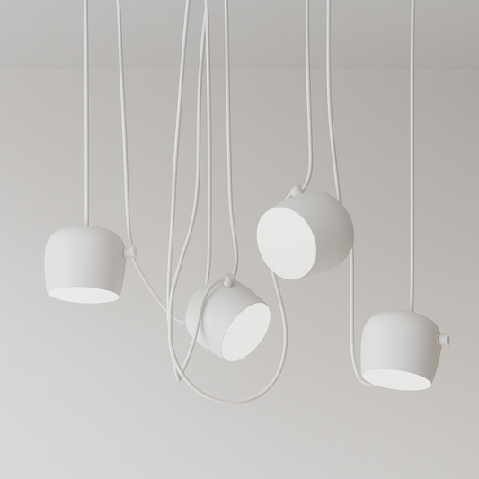 Luminária Pendente Moderna Minimalista Fantasy 4 Cúpulas Branco Ø24cm
