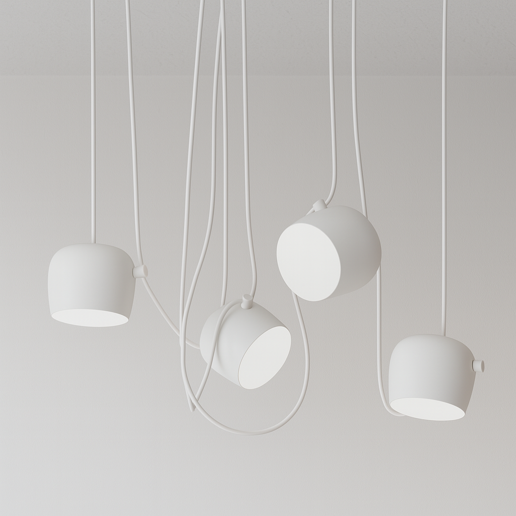 Luminária Pendente Moderna Minimalista Fantasy 4 Cúpulas Branco Ø24cm