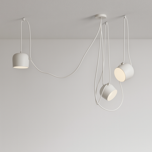 Luminária Pendente Moderna Minimalista Fantasy 3 Cúpulas Branco Ø18cm