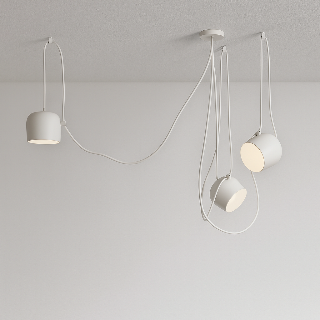 Luminária Pendente Moderna Minimalista Fantasy 3 Cúpulas Branco Ø18cm