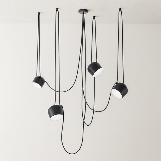 Luminária Pendente Moderna Minimalista Fantasy 4 Cúpulas Preto Ø18cm
