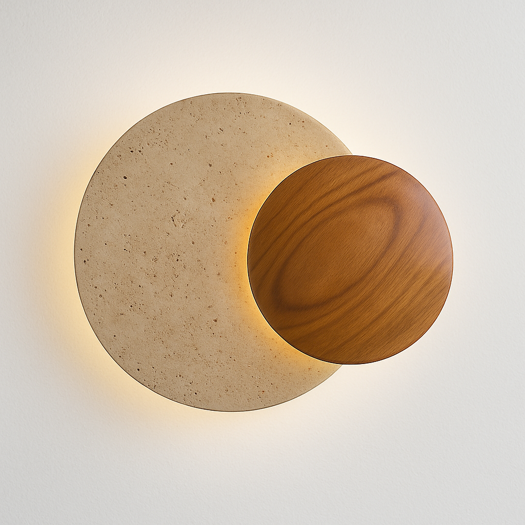 Luminária Arandela Moderna Minimalista LED Madeira Mármore Travertino LED Gontile