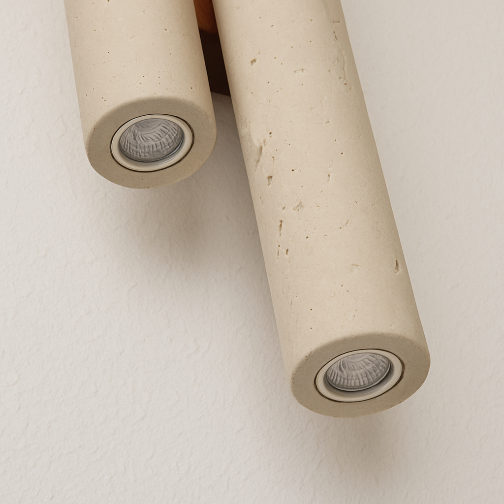 Luminária Arandela Moderna Minimalista Mármore Travertino Titte Double