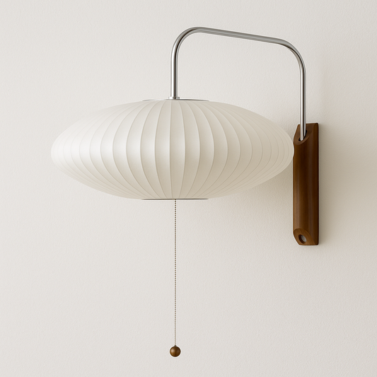 Luminária Arandela Moderna Minimalista Tecido Madeira Funk