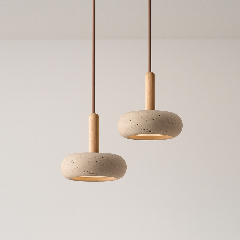 Luminária Pendente Moderna Minimalista LED Mármore Travertino Vitta