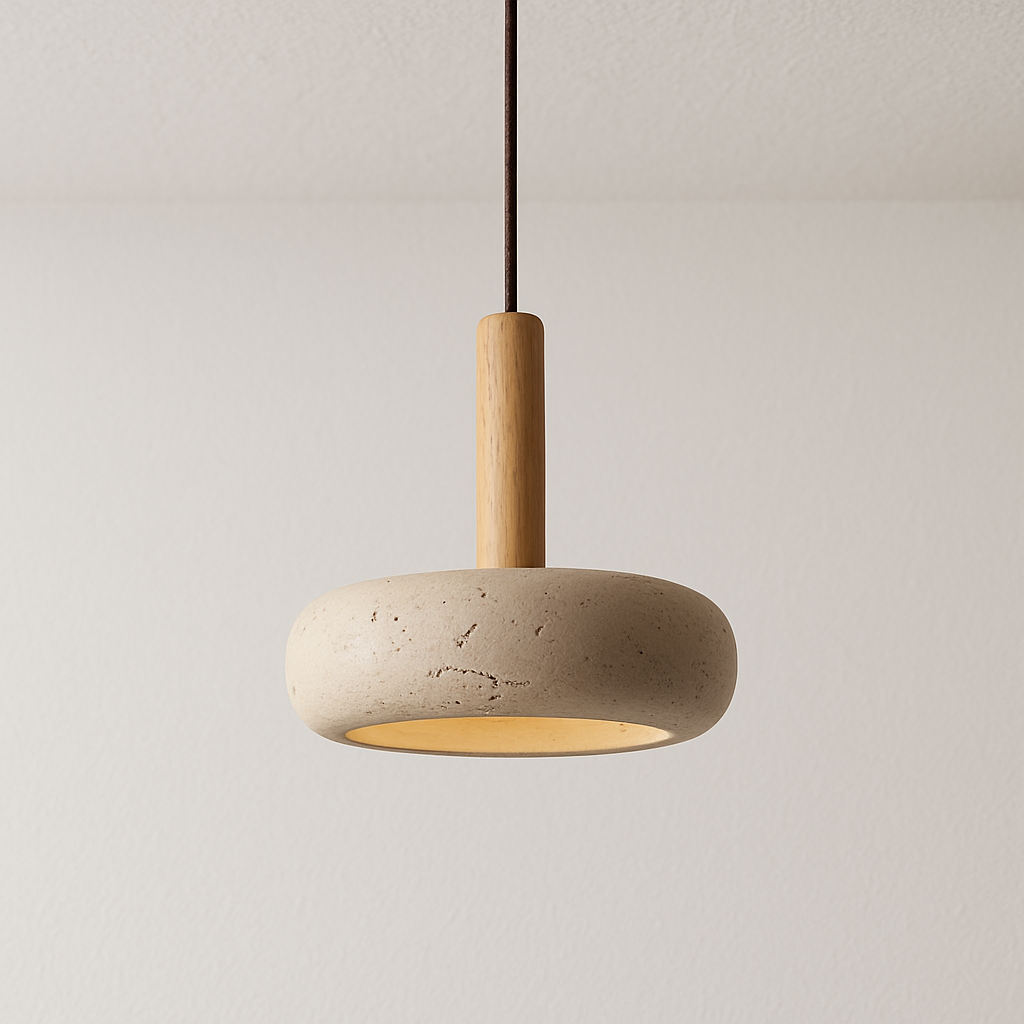 Luminária Pendente Moderna Minimalista LED Mármore Travertino Vitta