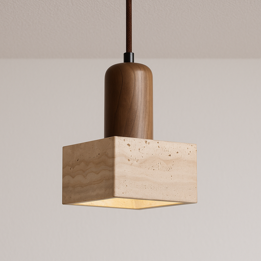 Luminária Pendente Moderna Minimalista Mármore Travertino Gitta