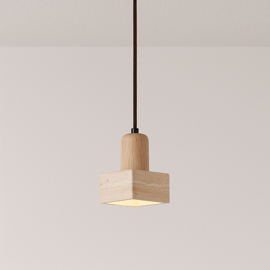 Luminária Pendente Moderna Minimalista Mármore Travertino Gitta