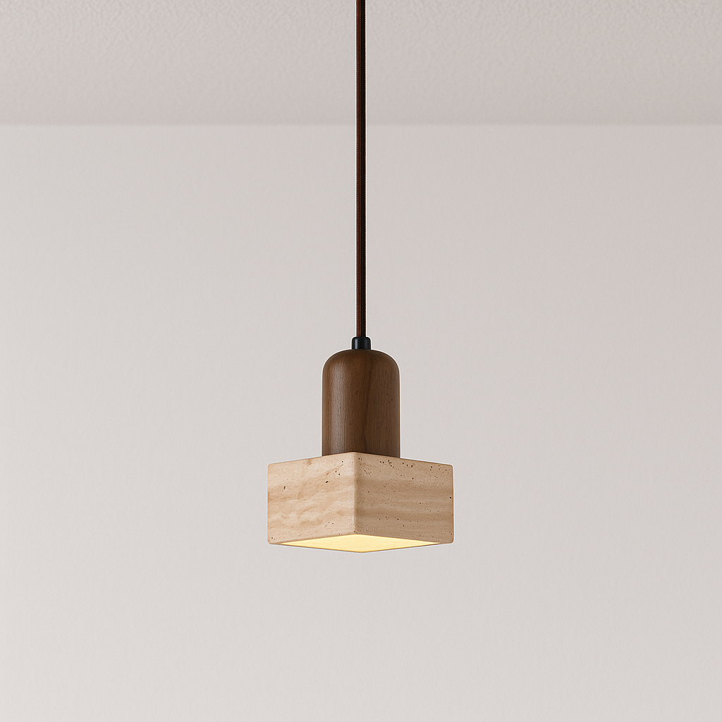 Luminária Pendente Moderna Minimalista Mármore Travertino Gitta