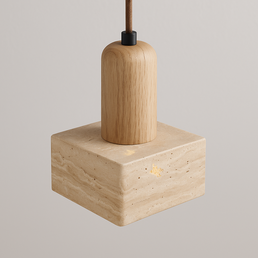 Luminária Pendente Moderna Minimalista Mármore Travertino Gitta