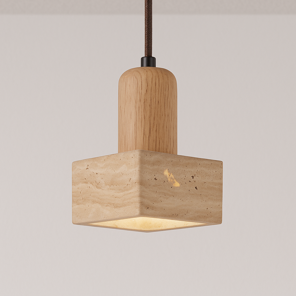Luminária Pendente Moderna Minimalista Mármore Travertino Gitta