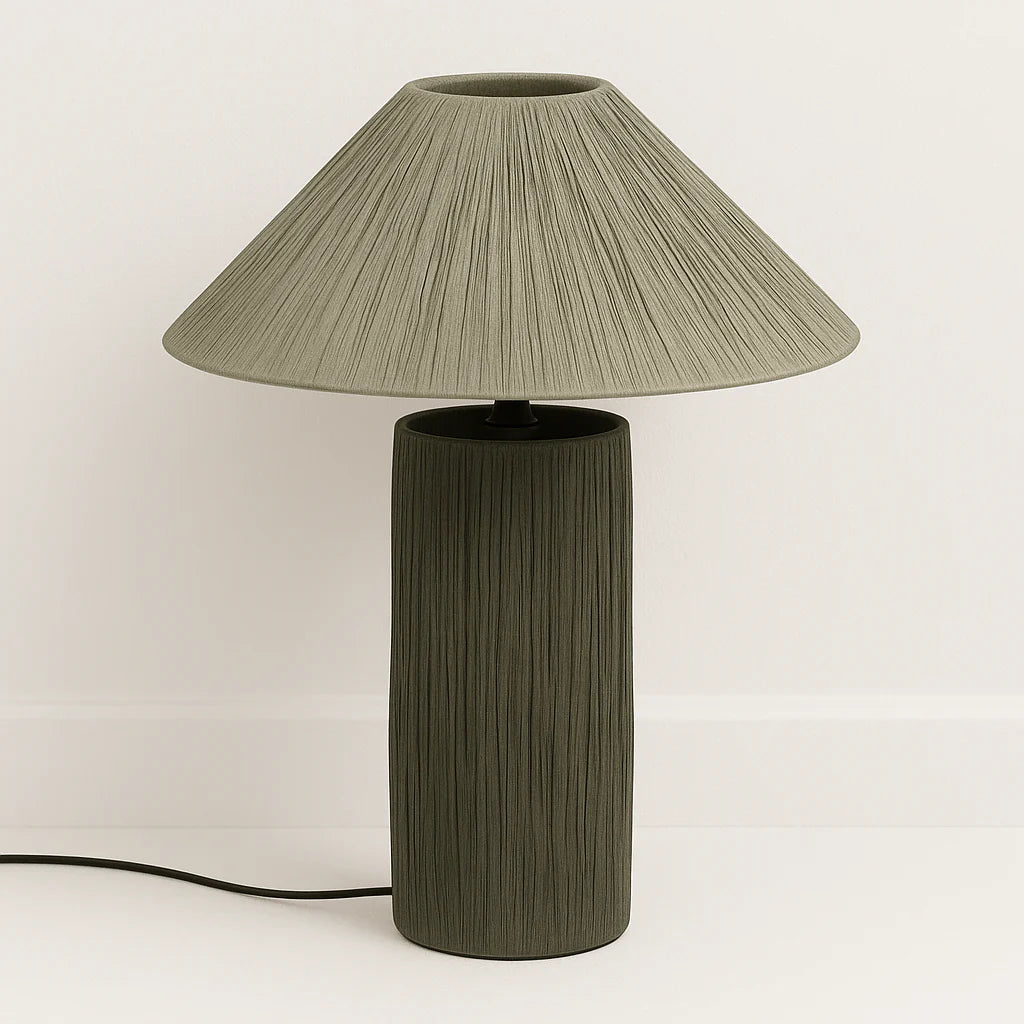 Luminária de Mesa Abajur Moderna Minimalista Rústica Palha Jolt