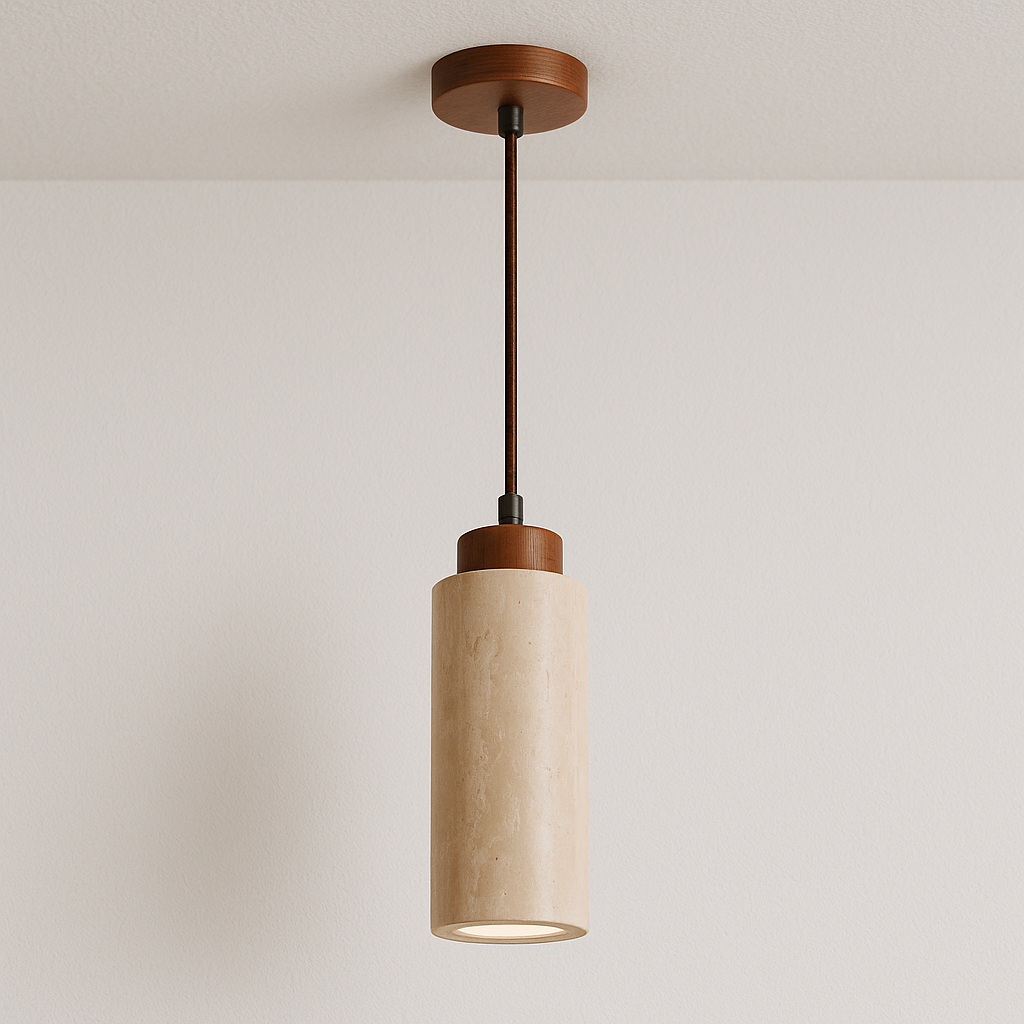 Luminária Pendente Moderna Minimalista Mármore Travertino Sabi