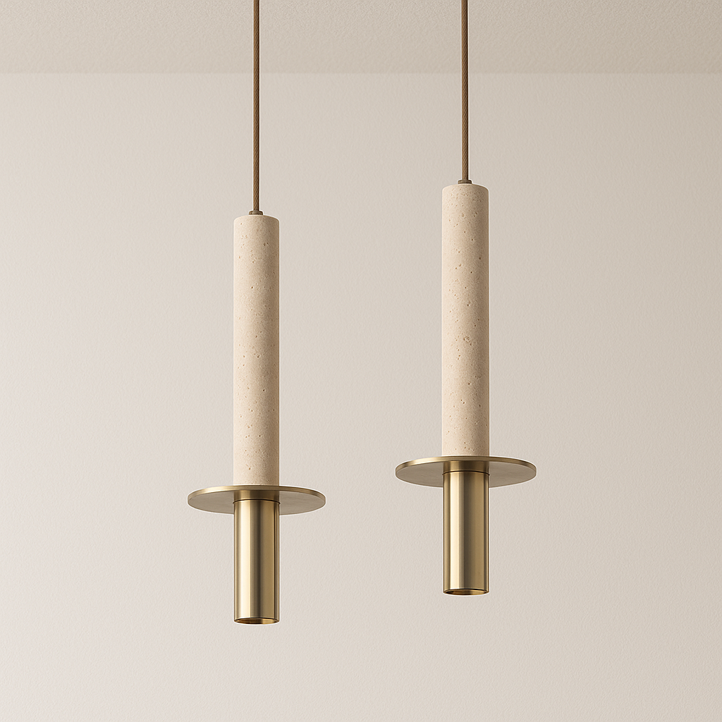 Luminária Pendente Moderna Minimalista Mármore Travertino Piemont
