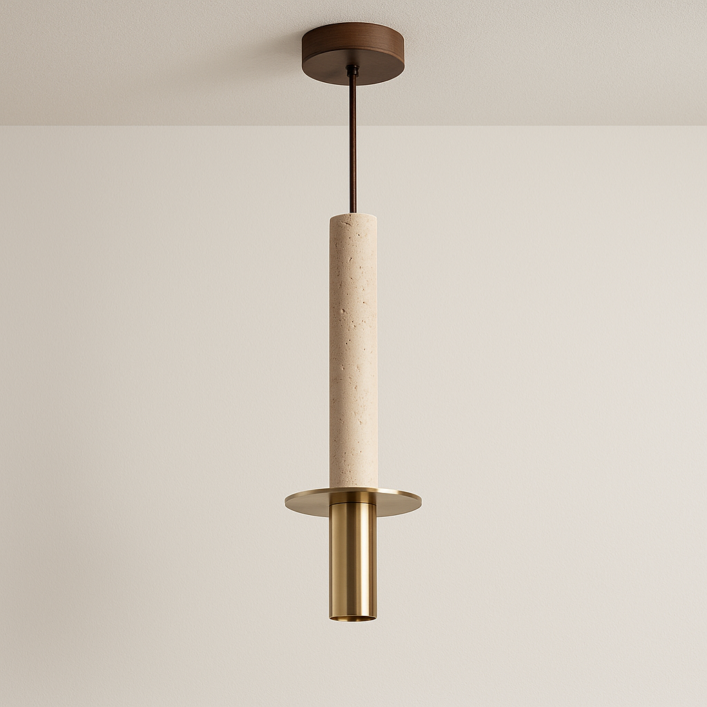 Luminária Pendente Moderna Minimalista Mármore Travertino Piemont