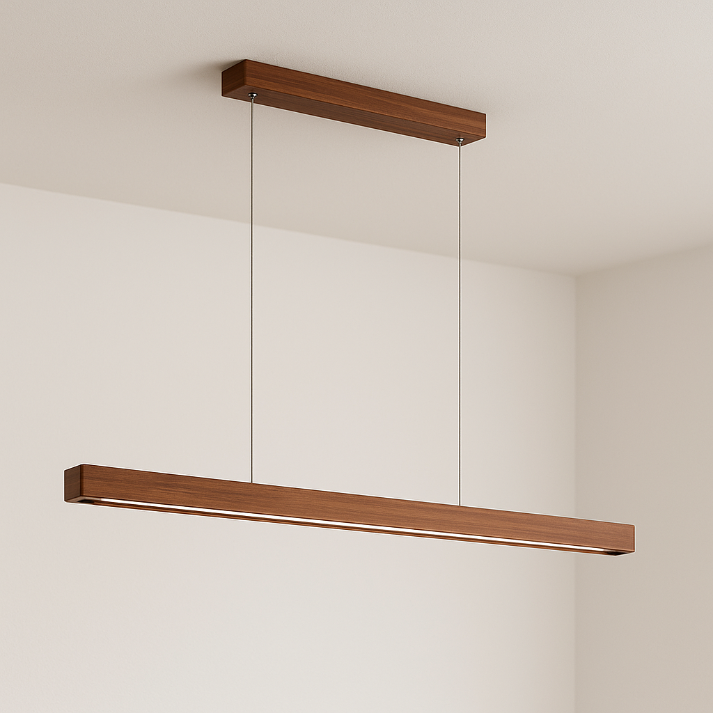 Luminária Pendente Moderna Minimalista LED Madeira Falcari