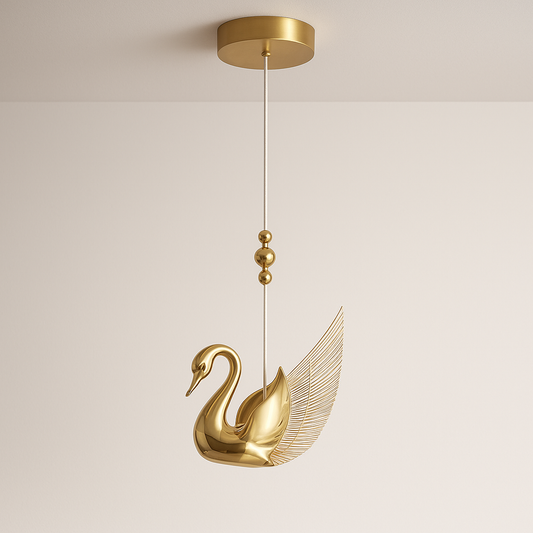 Luminária Pendente Moderno Minimalista Metal LED Dourado Cisne